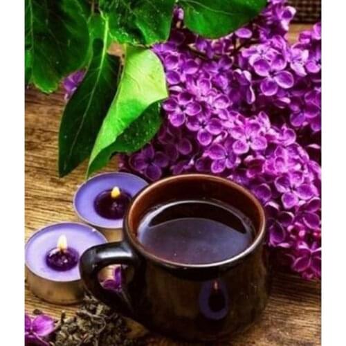 5D DIY Diamond Painting Flower Painting Purple Flower Background Picture Square Round Diamond Cross Stitch Home Decor WG2876