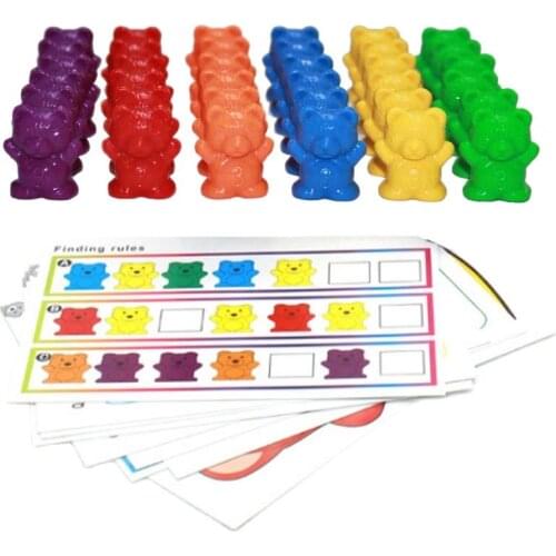 76pcs/set Counting Bears with study cards Montessori Educational toys for children Color Sorting math Learning tools kids toy