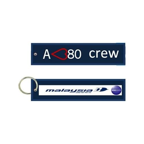 A380 Crew Malaysia Airlines Custom Embroidered Keytag
