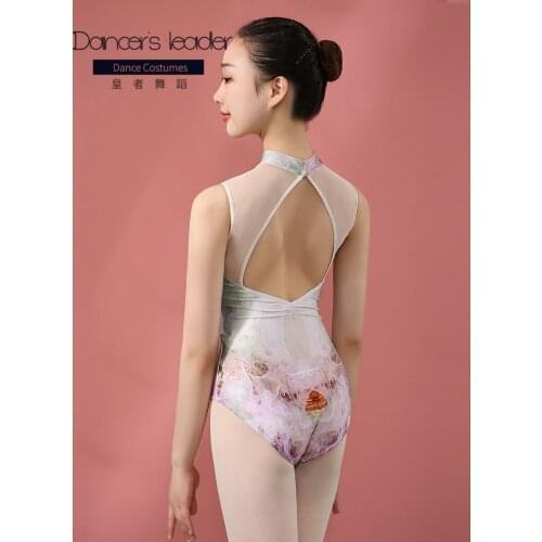 Ballet Leotard For Women Watercolor Print Adult Gymnastics Leotard Ballerina Classic Dance Costume Aerial Yoga Practice Clothes