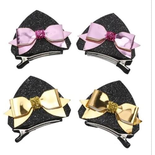 Free Shipping!10pairs/lot New kids pu bowknot cat ear cartoon Hair Clips Girls rose flower Hairclips Hair Accessories