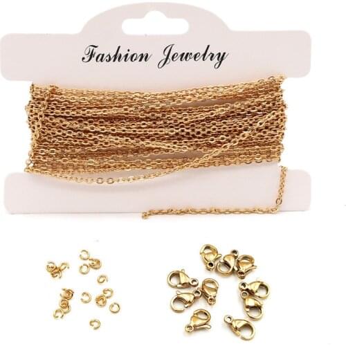 5M Stainless Steel Chain Lobster Clasp Open Ring Necklace Twisted Cross Chains Bracelet Anklet Jewelry Accessories DIY Making