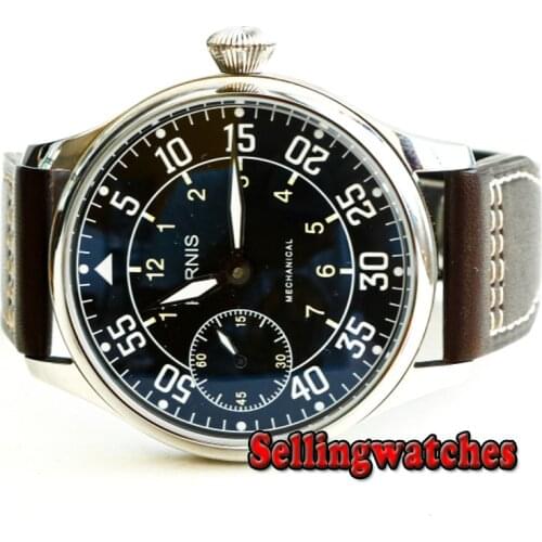 Parnis 44mm Case Mechanical Men Watch Hand Winding Mens Watches ST3600 Movement Leather Strap Man Clock 2020 Top Luxury Brand