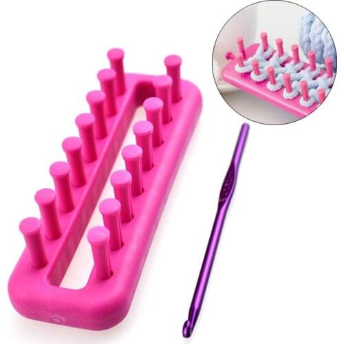 Knitting Craft Tools Plastic Mini Hand Tools DIY Weave Scarf Hat Yarn Long Shape Knitter With Crochet Hook For Women