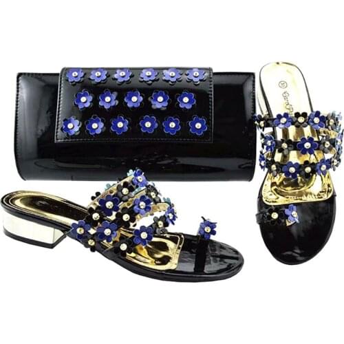 Italian design Ladies Shoes With Matching Bags Set African Womens Party Shoes and Bag Sets Teal Color Women Sandals And Handbag