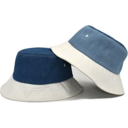New Designer Fashion Unisex Matching Color Denim Cowboy Bucket Hats Floppy Summer Outdoor Sunshade Fisherman Caps