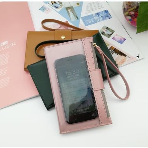 Wallet Mobile Phone Bag Anti-theft Wallet Back Side Clear Touching Screen Leather Bag Pouch Women Girls Lady Mini FS99