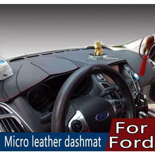 For Ford Fiesta Mustang Ranger Everest Edge Explorer S-Max Leather Dashmat Dashboard Cover Prevent Sunlight Pad Dash Mat