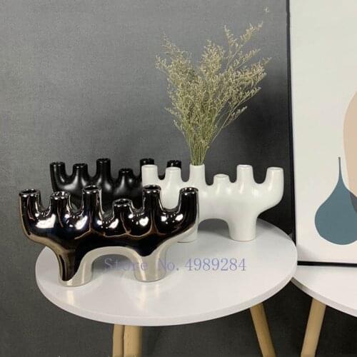 Creativity Ceramics Vase Irregular Abstract Flower Arrangement Modern Home Decoration Handicraft Furnishings Vases Accessories