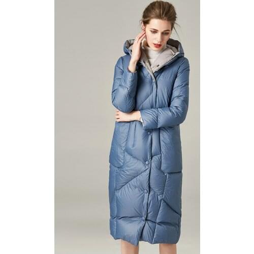 Women 2021 New Mid Long Popular 90% White Duck Down Hooded Winter Lightweight Down Coats Fashion New Loose Warm Cocoon Jacket