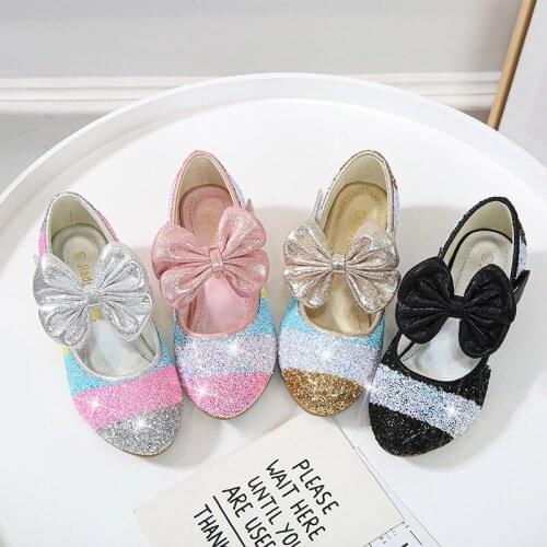 2021 Summer Girls Princess Shoes Children Shoes Round-Toe Soft-Sole Big Girls High Heel Princess Crystal Shoes Single Shoes