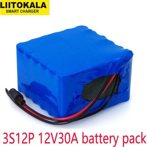 LiitoKala 12V 30Ah 3S12P 11.1V 12.6V High-power Lithium Battery Pack for Inverter Xenon Lamp Solar Street Light Sightseeing Car