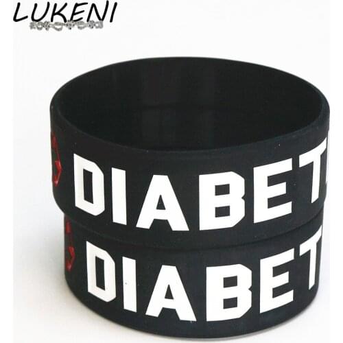 LUKENI Fashion 25PC Black Medical Diabetic Silicone Wristbands Wide Armband Nurse Bracelet&Bangles Adult Size Wholesale SH087