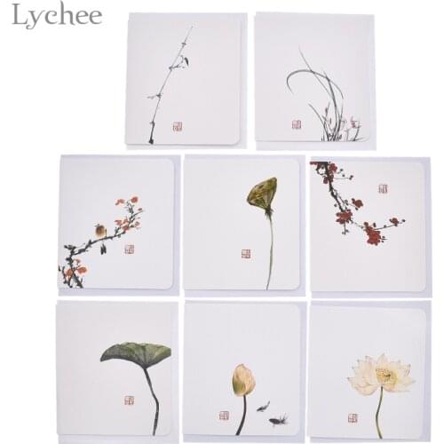 Lychee Life 10pcs Classical Chinese Flower Scrapbook Cards With Envelope Message Cards Wedding Invitation Scrapbooking Cards