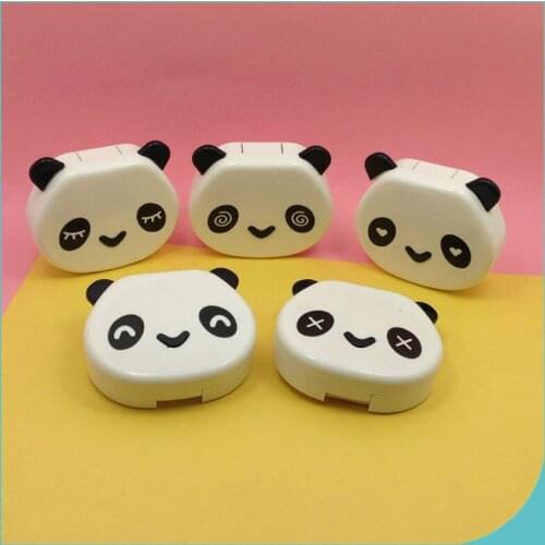 Cute White Color Panda Holder Contact Lens Case with Mirror Portable Contact Lenses Box for Gift
