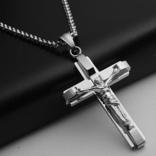 Fashion Male Cross Pendant Color Titanium Steel Jesus Crucifix Cross Pendant Jewelry For Men Necklace