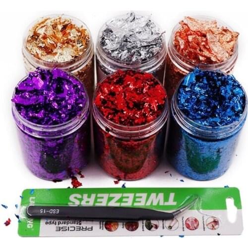 6 Color Metallic Foil Kit Resin Flakes Gold Leaf Gilding Epoxy Resin Glitter Kit 652B