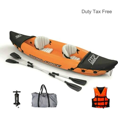 Duty Tax Free Inflatable Kayak Fishing Boat Portable Water Sport With Paddle Pump And Bag For 2Persons Size 321X88CM Orange