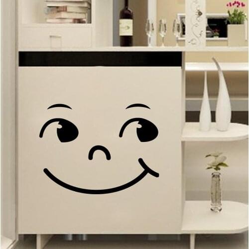 Smiley Face Carved PVC Wall Sticker Home Decor Wardrobe Refrigerator Cabinet Stove Art Mural Poster Self-adhesive DIY Wallpaper