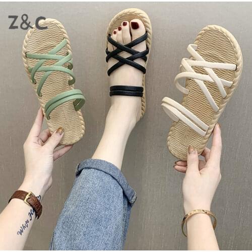 New Sandals and Slippers Women Wear Wild Korean ins Rome Style Thick-Soled Beach Fashion Young Girls Shoes in Summer Outdoor