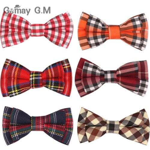 New Plaid Bow ties For Children Neckwear Adjustable Tuxedo Boys Girls Bow Tie For Party Causal Cotton Bowties