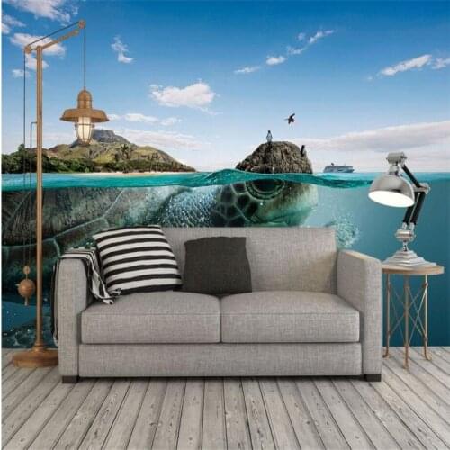 Beibehang Custom Wallpaper 3d HD Turtle Mediterranean Wallpaper TV Background Living Room Bedroom Wall Decorative