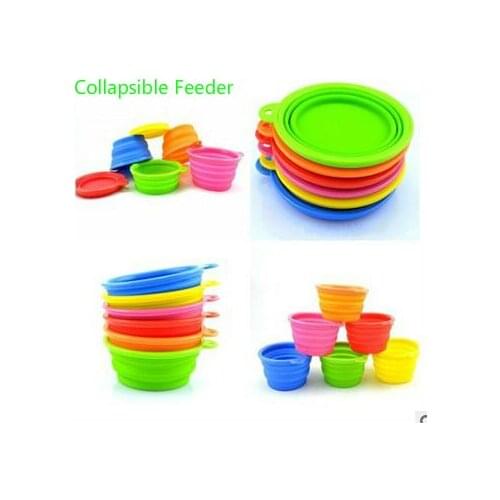 Dogs/Cats Pet Portable Silicone Collapsible Travel Feeding Bowl Water Dish Feeder Candy Color