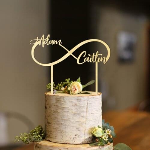 Infinite Love Personalized Name Wedding Cake Topper , Unique Infinity Laser Cut Cake Topper
