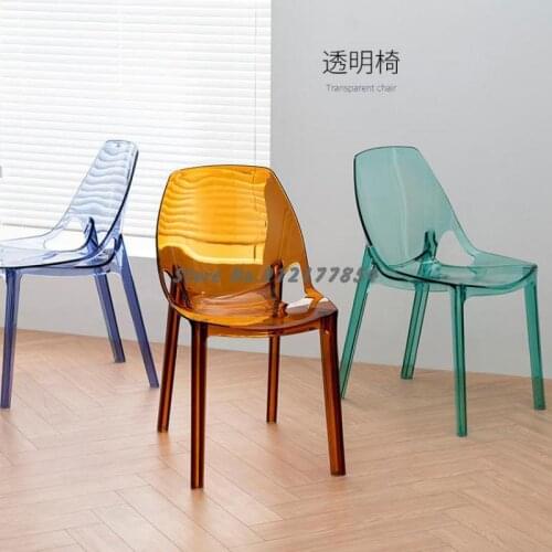 Nordic Light Luxury Transparent Dining Chair Plastic Creative Acrylic Crystal Chair Fashion Backrest Simple Restaurant Cafe Chai