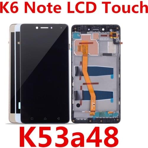 Black White Gold Touch Screen Digitizer Glass + LCD Display Assembly For Lenovo K6 Note K53a48 LCD Glass Panel Sensor frame LCD