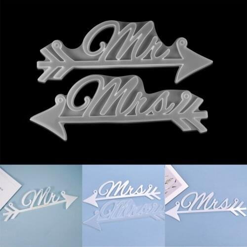 Mr. And Mrs. Alphabet Silicone Mould UV Epoxy Resin Arrow Casting Mold For DIY House Number Door Entry Decorative Crafts Making
