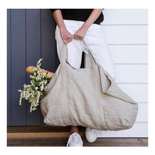 Casual Large Capacity Canvas Tote Shoulder Bag Fabric Cotton Cloth Reusable Shopping Bag Eco Casual Travel Beach HandBag