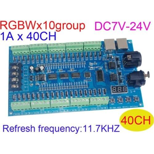 RGBW 40CH DMX512 LED Decoder 10 Group 16bit 11.7KHZ Refresh frequency 1Ax40 channel RGBW LED Controller dimmer DC7V-24V