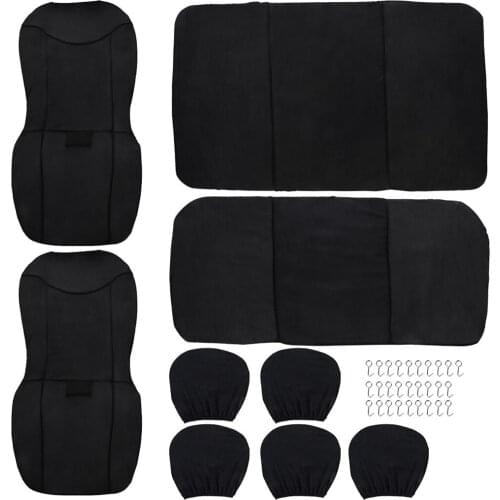 Universal Fit Full Set Flat Cloth Fabric Car Seat Cover, (Black) (Fit Most Car, Truck, SUV, or Van)