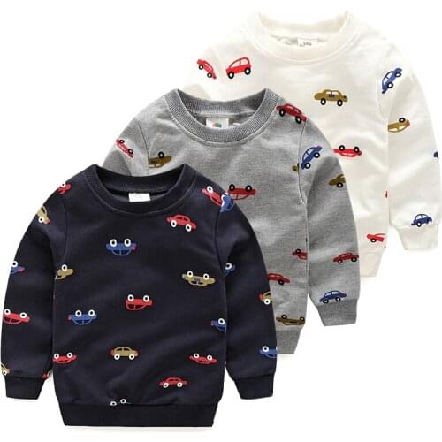 Spring/Autumn Cartoon Car Casual Boys Sweatshirts Kids Tops Tees Toddlers Baby Clothes Long Sleeves New 2019 T1/4558DBO