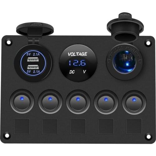 Waterproof Digital Voltmeter Dual USB Port 12V Outlet Combination Car Marine LED Rocker Switch Panel car accessories