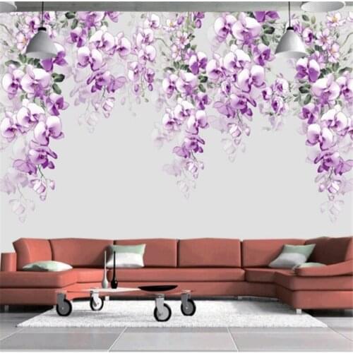 Wellyu Custom mural 3d wallpaper European-style hand-painted purple floral background living room bedroom background wallpaper