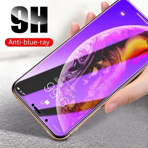 Full Coverage Anti Blue Light Screen Protector for iPhone 12 mini 11 Pro Max Tempered Glass for iPhone X XR 8 7 6S Plus SE 2020