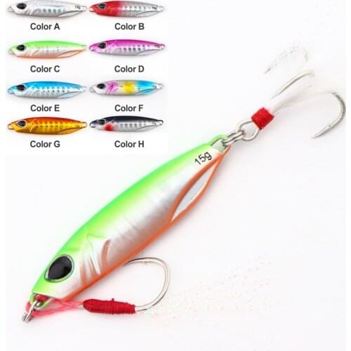 1PCS Lure Long Metal Jig Fishing Lure Slow Cast Jigging Spoon 10/15/20/30G Artificial Shore Lead Metal Bait Sea Tackle 8 colors