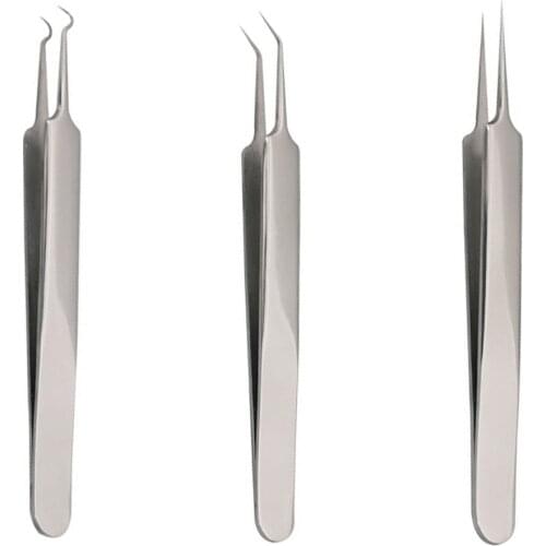 1 pcs Straight Bend Curved Blackhead Acne Clip Tweezer Pimple Remover Kit Face Cleaner Eyelashes Extension Tools Makeup Tool