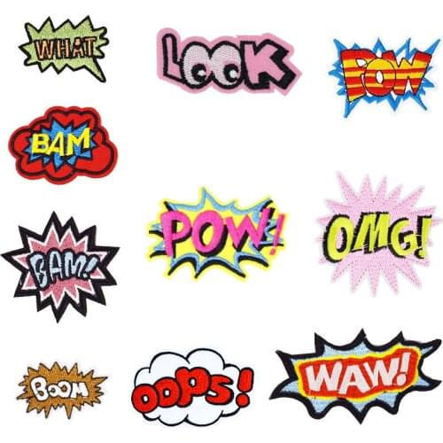 10pcs/set slang badges patches for clothing iron embroidered patches for clothes iron-on applique patch DIY sewing accessories