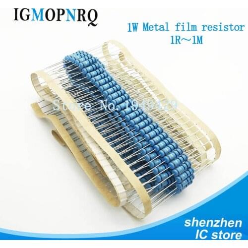 1000pcs/LOTE 1W Metal film resistor 1% 1R ~ 1M 2R 10R 22R 47R 100R 330R 1K 4.7K 10K 22K 47K 100K 330K 470K 10 22 47 100 330 ohm
