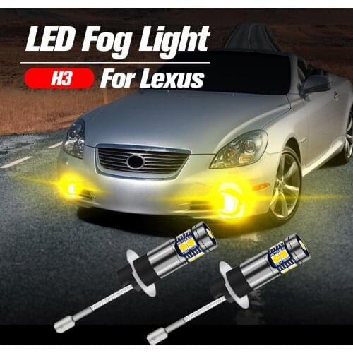2pcs LED Fog Light Blub H3 Lamp Canbus No Error For Lexus LX470 ES300 GX470 2001-2009 SC430 2002-2010