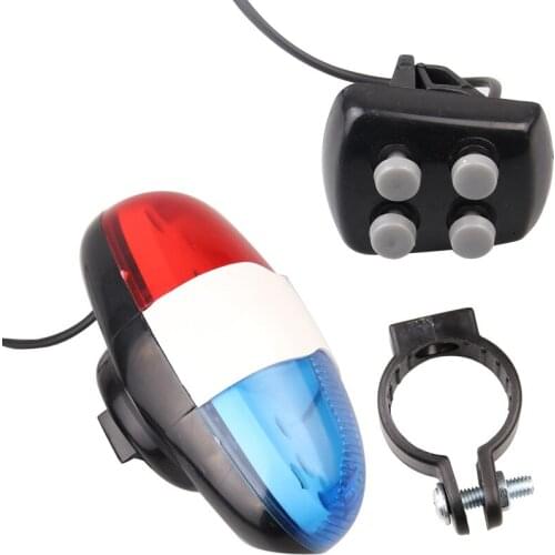 2 Pcs Per Set Electronic LED Bike Light with 4 Tones Loud Police Siren Bicycle Trumpet Cycling Horn Bell Light