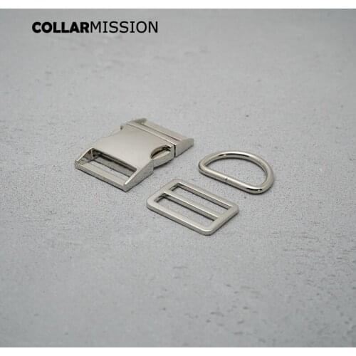 20pcs/lot(metal buckle+Tri-Glid+D ring)for garment luggage backpack cat dog collar DIY accessory 8 Colours 15mm to 30mm 5 sizes