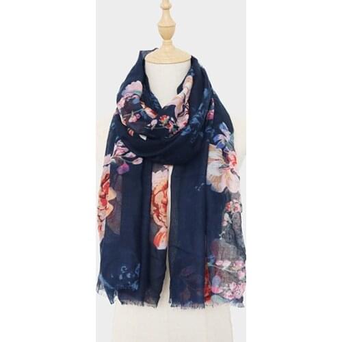 2021 Fashion Newest Floral Printed Pattern Cotton Voile Scarf Shawls Wraps Hijabs 10pcs/lot