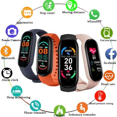 2021 M6 Smart Watch Men Womens Watches Heart Rate Monitor Blood Pressure Bluetooth Smartwatch Fitness Bracelet For Android IOS