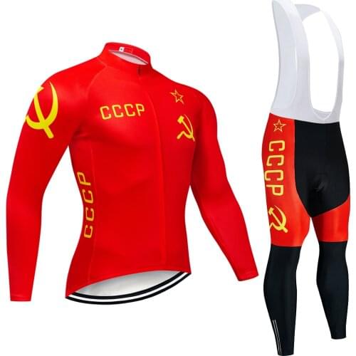 2021 Winter Fleece Hombre Spring CCCP Long Sleeve Cycling Jersey Men Sport Wear Bicycle Ropa Ciclismo Mtb Bike Cycling Clothing