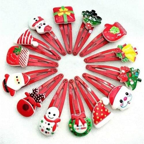 4pcs Christmas Kids Gifts Girl Candy Hairpin Baby Hair Clip Christmas Barrettes color random Christmas Barrettes
