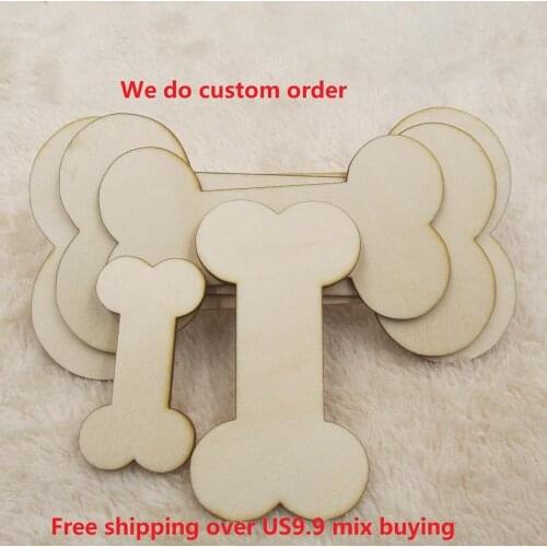 Dog Bone Wooden Shape Cutout Craft Unfinished Wood DIY Project Small to Big All Sizes Available